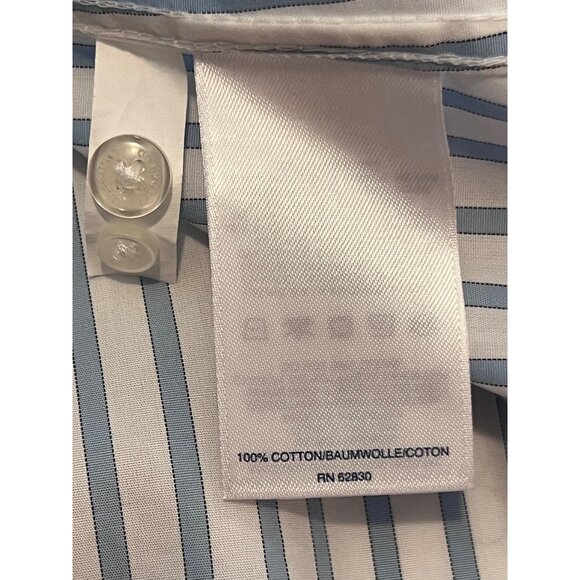 Lands End Women No Iron Supima Cotton Striped Shirt 20W Long Sleeve Blue  White - Picture 11 of 16